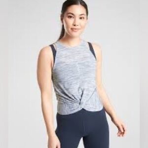 Athleta Essence Spacedye Twist Tank Size Medium Surf Teal White Heather 11
